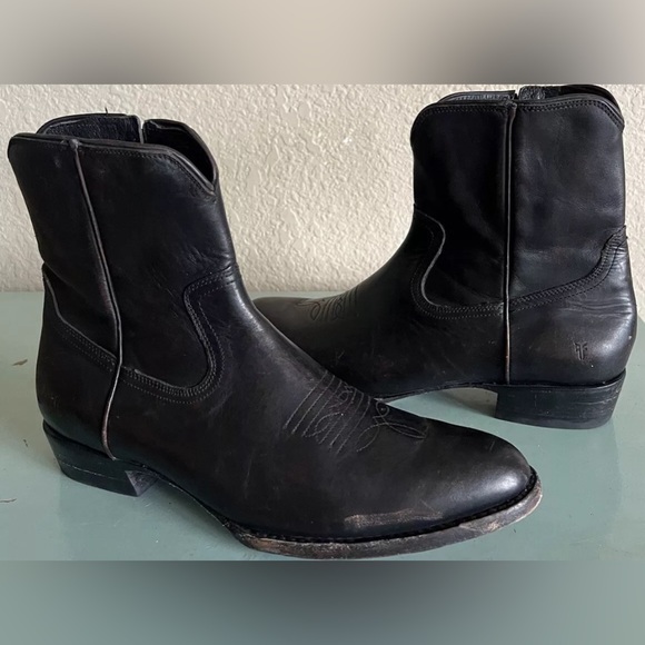 Frye Mens Austin Black Leather Distressed Side Zip Boots Size 10.5 $378 HTF - Picture 13 of 14